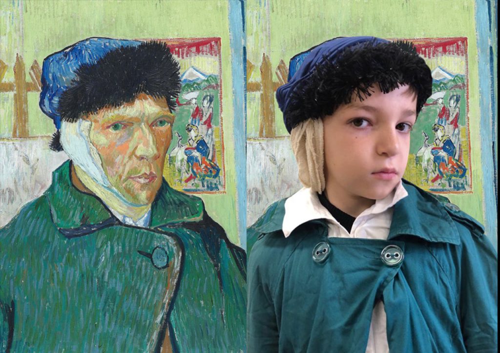 Autorretrato com a Orelha Cortada de Vincent van Gogh é representado por aluno. 