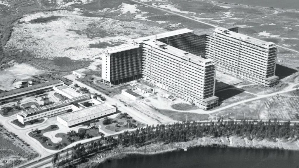 Campi em construção da UFRJ, em 1968. Crédito: Correio da Manhã / Arquivo Nacional