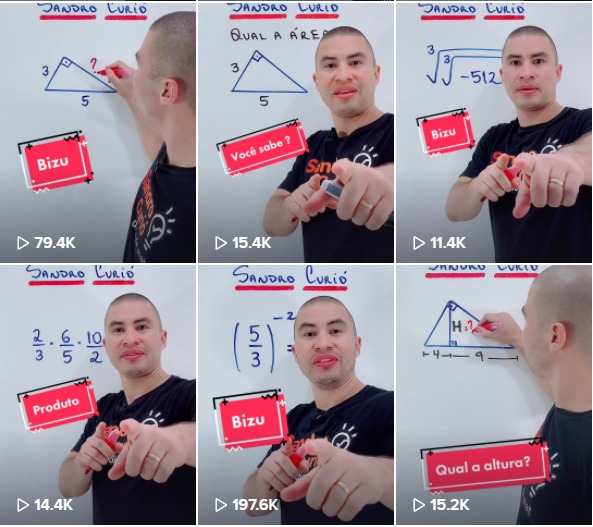 Professor Sandro Curió utilizando o TikTok em aula de matemática. Crédito: Divulgação.